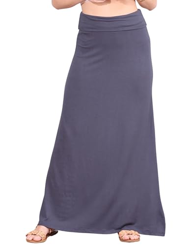 Image of Popana Long Maxi Skirt for Women, Flowy Long Skirts for Women | High Waisted Soft Trendy Rayon, Sundress Convertible Skirt, Long Length Bodycon Maxi Skirt, Petite and Plus Size