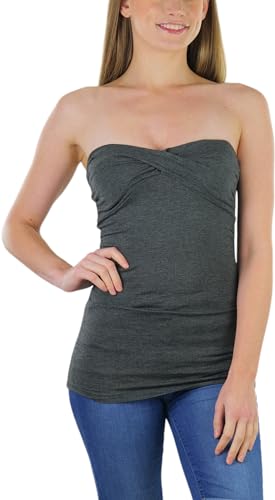 Image of ToBeInStyle Women's Cotton-Spandex Blend Stretchy Tube Top