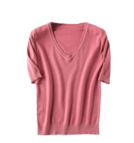 Pull col V femme manches mi-longues : haut doux uni décontracté chic