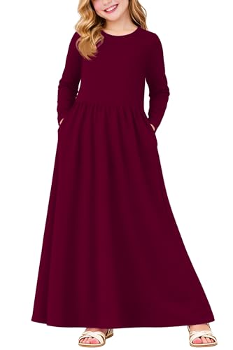 Image of Deerose Girls Maxi Dress Short Sleeve Casual Long Dresses with Pockets 5-14 Years