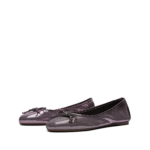 SCHUTZ Damaris Metallic Leather Round Toe Ballet Flat Cherry Ballet Shoes2
