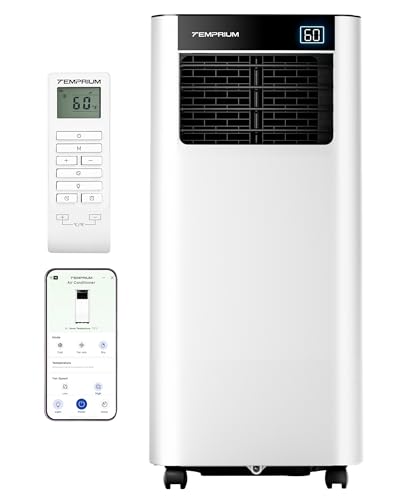 Temprium 8000 BTU Portable Air Conditioner Cools up to 350 Sq.Ft., Smart Portable AC Unit with App/Voice/Remote Control, 4-in-1 Quiet AC Unit with Cool, Dry, Fan, Sleep Modes, 24H Timer, Window Kits