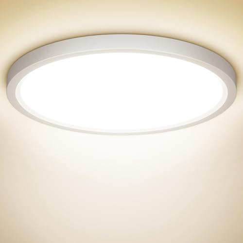 NIBSHOOM Plafon LED Techo, 18W 1800LM 4000K Lampara Techo, IP44 Impermeable Plafones para Techo Led Lampara Led Techo Dormitorio Cocina Pasillo Baño Sala, Ø22cm