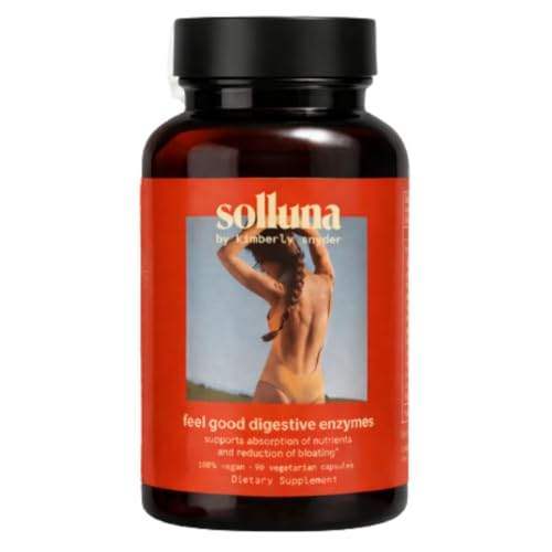 Solluna by Kimberly Snyder Digestive Enzymes Lipase, Amylase, Protease, Alpha-Galactosidase, Cellulase for Digestive Health, Nutrient Absorption, Stomach Pain, Gas & Bloating (90CT) Vegan & Non-GMO Solluna by Kimberly Snyder Digestive Enzymes Lipase, Amylase, Protease, Alpha-Galactosidase, Cellulase for Digestive Health, Nutrient Absorption, Stomach Pain, Gas & Bloating (90CT) Vegan & Non-GMO