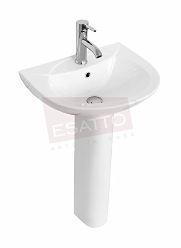 Opiniones de Lavabos de pedestal para comprar online. 41 Esatto Econokit Lavabo de Pedestal con Grifo Monomando, Cerámica Blanca (Lavabo, monomando y cespol)