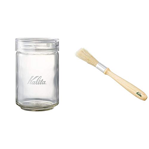 Kalita (カリタ) キャニスター All Clear Bottle 300 1000ml (コーヒー豆約300g) クリア #44272 & コーヒーミルブラシ クリーニング お手入れ #44301【セット買い】