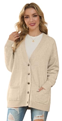 Image of GRECERELLE Women's 2025 Fall Cardigan Sweaters Oversized Open Front Button Knit Outwear Coats with Pockets