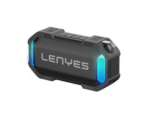 Image of Lenyes S233 Bluetooth Speaker | 12W Portable Wireless Speaker | 1800mAh Battery | Deep Bass | IPX7 Waterproof | Bluetooth v5.3 | TWS | Built-in Magnet | 5H Playtime | Lenyes Audio App Support (Black)