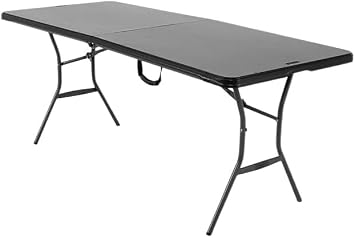 Lifetime 6-Foot Fold-in-Half Plastic Table Offers Convenience and Durability for All Your Light Commercial Needs. Perfect for Any Event - Black 1 Pack