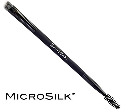EVE PEARL Dual Ended Brush Contour Concealer Blender Fan Liner Highlighter Brow Cruelty Free Hypoallergenic Easy Blending Makeup Brushes (B209 Brow Spoolie)