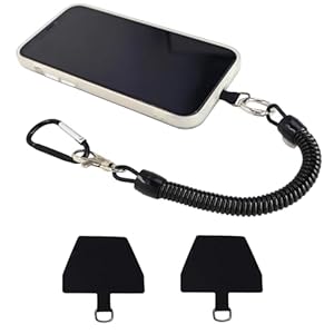 kwinfei Black Universal Phone Lanyard with Anti-Lost Elastic Tether Strap and Patch, Wrist or Belt Loop Holder for Smartphones with Full Coverage Case, Secure Drop Protection for Outdoor Travel