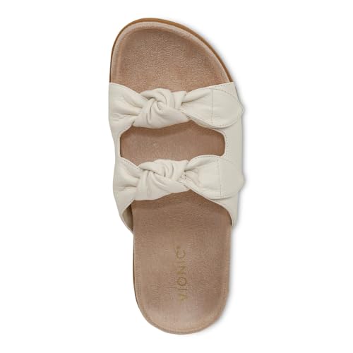 Image of Vionic Elara Women's Orthotic Comfort Slide Sandals Ivory - 6 Narrow