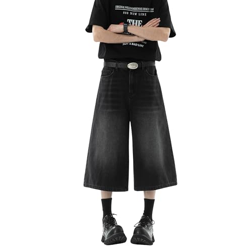 DOSLAVIDA Jean Shorts Men Baggy Jorts Casual Capri Denim Shorts