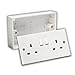 Price comparison product image Double Wall Socket & Back Box Pattress. Twin 2 Gang Switched Plug Electrical