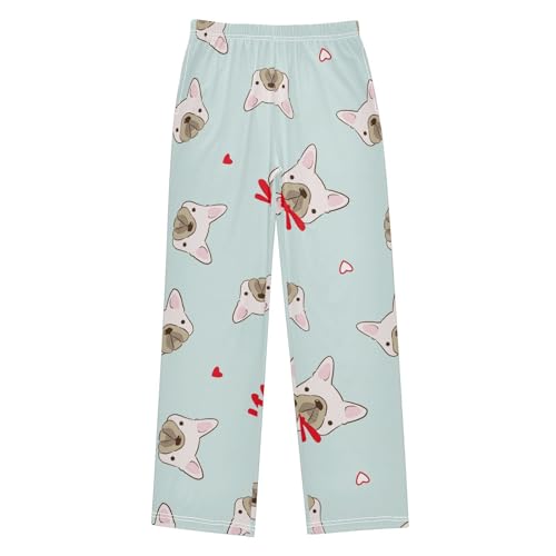 Bow Tie Puppy Boys Pants Boys Athletic Pants Long Pant for Boywith Pockets Wide-Leg Size 6-14Y