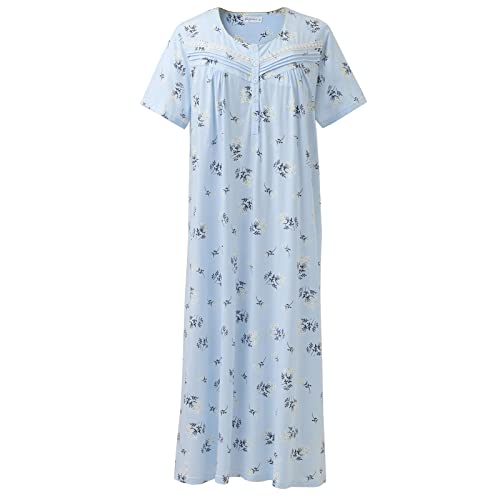 Keyocean Cotton Nightgowns for Women, Soft Lightweight Comfortable Short Sleeves Ladies Sleepwear Gown
