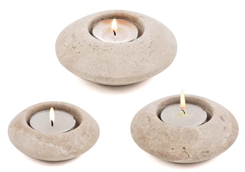 Elysian Marble Tea Light Candle Holder 4" Inches Handmade Travertine