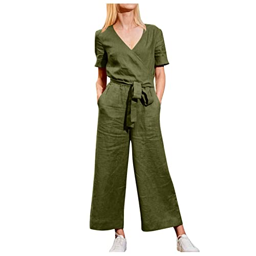 Eleganter, lässiger Damen-Overall mit kurzen Ärmeln und weitem Bein und...