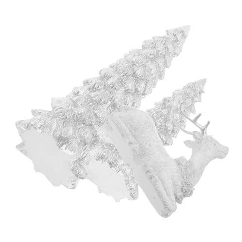 Decoraciones navideñas de árbol y reno de resina con acabado elegante 2