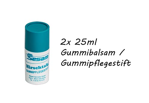 Sesam 2 Stück Hirschtalg Gummipflegestifte, Hirschtalgstifte, Gummibalsam, Gummipflegemittel, Türgummipflege, Inhalt: 25 ml, Set