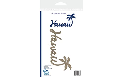 Chip Word 4pc Hawaii w/Palm Tree Natural