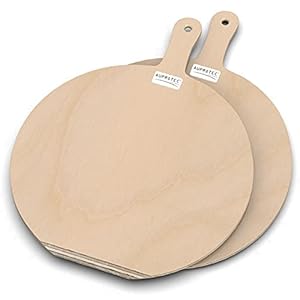 AUPROTEC pizzaschep hout pizza schil pizzabord berkengeschuurd model Hendrik: set van 2, maat M 32 cm AU-PSHK
