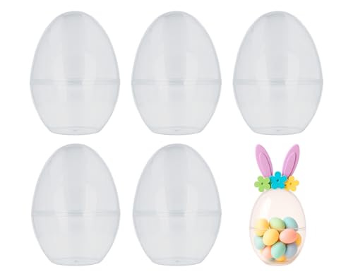 Pack de 6 Huevos plástico Transparente con Base 2 Partes 12cm.
