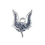 Lot de 2 autocollants de tatouage Fallen Angel Juice pour hommes et femmes, tatouages ​​semi-permanents, faux tatouages ​​réalistes, durent 7 à 15 jours, tatouages ​​temporaires imperméables, non réfl