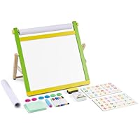 VEVOR Kindertafel, 3-in-1-hölzerne doppelseitige Spieltafel für Kinder mit magnetischem Whiteboard, Kreidetafel, Papierrolle, faltbarem Zeichenbrett mit Malzubehör für Kinder im Alter von 3-14 Jahren