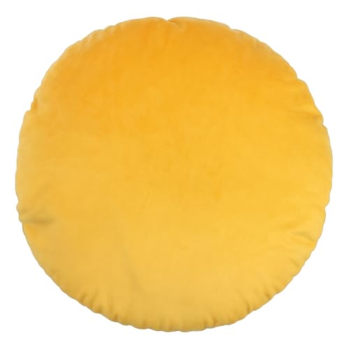 Marsrut Circle Pillow Cover Solid Color Round Throw Pillow Covers 18 Inches Velvet Pillow Sham Soft Warm Decorative Cushion Case for Bed Sofa Floor Home Decoration (Yellow)