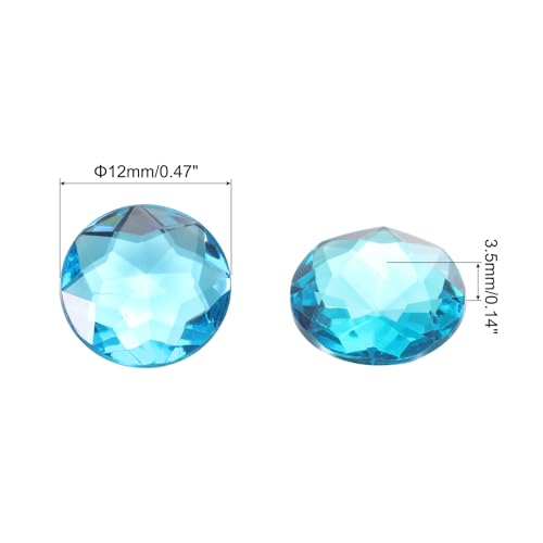 Image of MECCANIXITY Flat Back Round Acrylic Rhinestones,12mm Cyan Blue Flatback Crystal Rhinestones for Crafts Clothes Shoes DIY Decoration Gifts 50Pcs