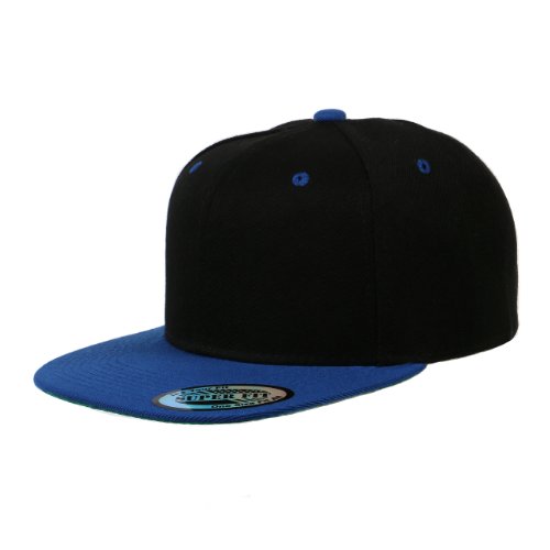Blank Adjustable Plain Snapback Hats Caps Black/Royal
