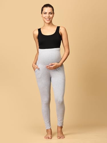 The Mom Store Comfy Maternity Leggings | Comfortable | Soft | Pre and Post Pregnancy | 95% Cotton 5% Lycra | Color - Black