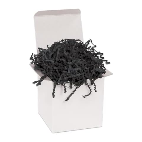 AVIDITI Crinkle Cut Paper Shred Filler 10 lb Case | Shredded for Box Package, Stuffing, Bag, Packing, Gift Wrapping, Basket Shreds, Confetti, Holidays, Crafts, and Decoration, Black Cover