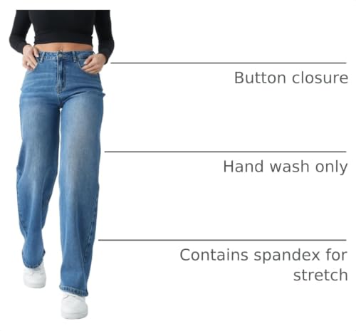 Image of Straight Leg Jeans for Women High Waisted Wide Leg Denim Pants