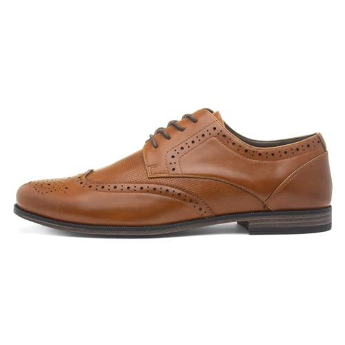 Beckett Billy Mens Lace Up Tan Brogue Shoe - Size 8 UK - Brown