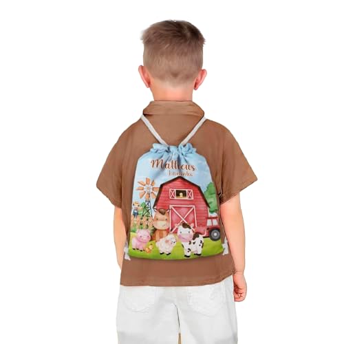 Mochilinha Bag Infantil Personalizado com Nome e Idade Fazendinha Aquarela Animais (Mochilinha 20x30, Unidades, 10)