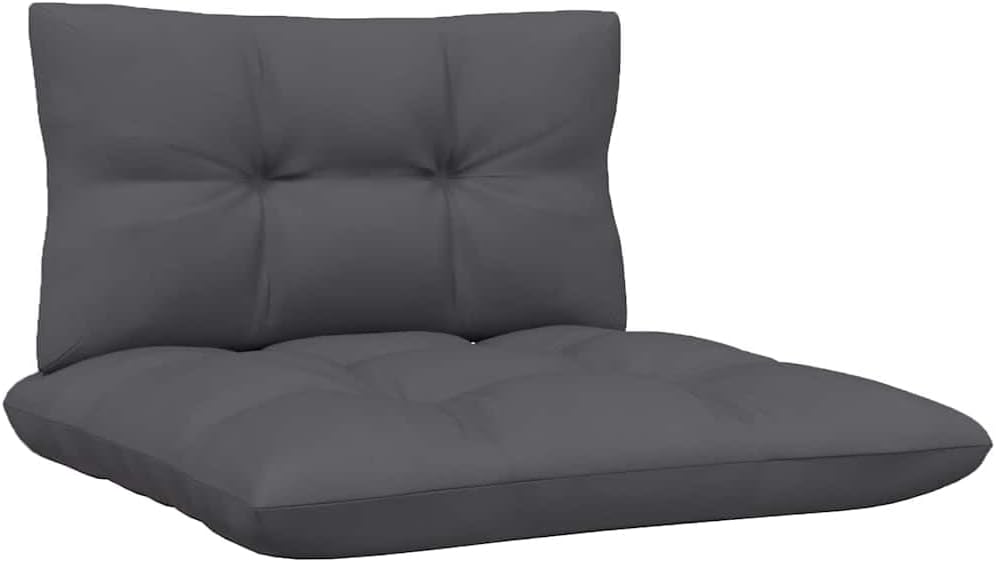 25" Outdoor Sectional Middle Unit, Grey Pine & Polyester Loveseat with Anthracite Cushions for Patio Balcony