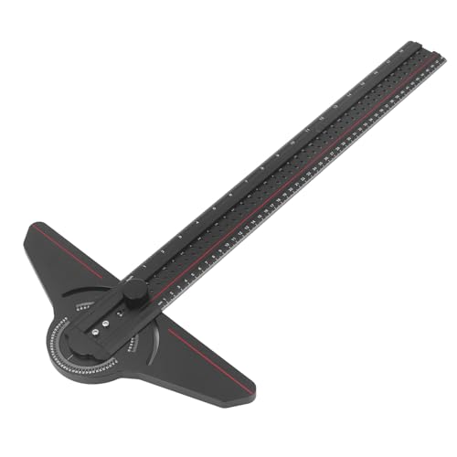 Woodworking Ruler, Aluminum Alloy Woodworking T Ruler, Multifunctional Woodworking Angle Ruler, Rotatable Angle Carpenter Scriber Tool for Crafting, Marking, Layout and Measuring