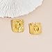 Chunky Gold Square Earrings Hammered Geometric Irregular Crumpled Studs Trendy Statement Jewelry Fashion Gifts for Women