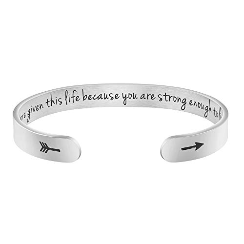 Inspirational Jewelry Gifts for Her Women Friend Sister Wife Daughter Mom Friendship Encouragement Bracelet Motivational Mantra Cuff Bangle