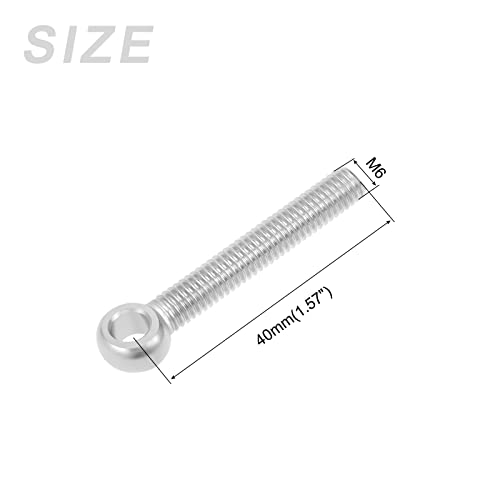 Image of METALLIXITY Shoulder Swing Lifting Bolt (M6x40mm) 10Pcs, 304 Stainless Steel Eye Bolts - for Home Renovation, Pipeline Gate Valves Fasteners, Silver