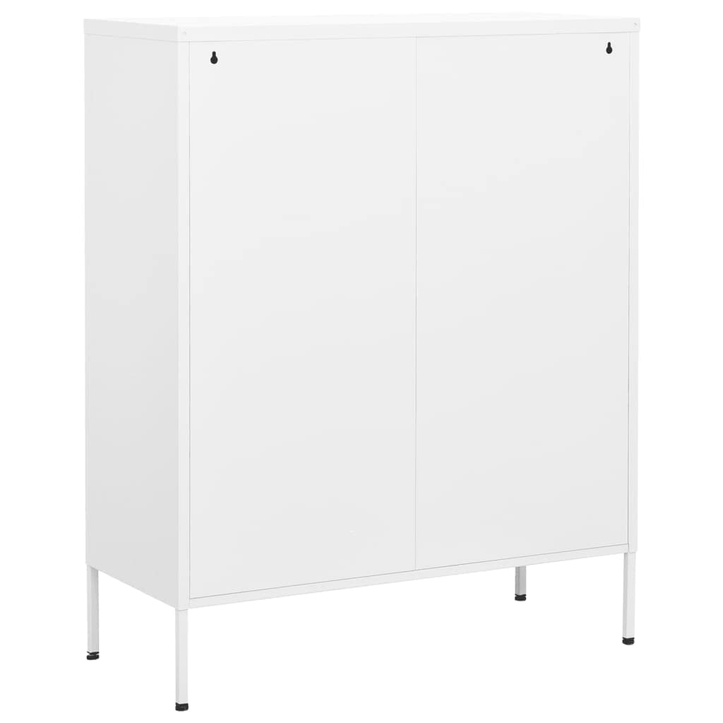 Armadio da ufficio, autoportante, in metallo, per aziende, ufficio, scuola, garage, bianco, 80 x 35 x 101,5 cm, in acciaio (facile da montare)
