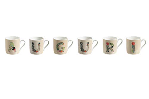 Villa d’Este 5906741 Home Tivoli Xmas Monogram Auguri Set 6 tazzine caffè 90 ml in Bone China, Multicolore, capacità Misure: Ø 5,3 x h. 5,5 cm