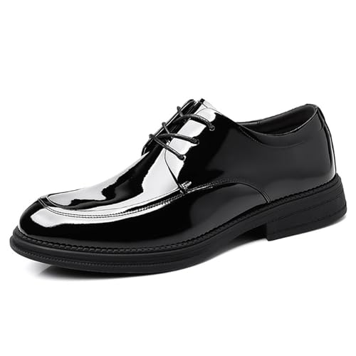 Men's Patent Leather Business Oxford Shoes,Lace-Up Formal Office Derby Shoes,Stylish Party Wedding Suit Shoes