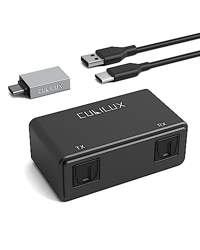 Cubilux UCSTR-B3 USB to SPDIF Input Output Adapter, 2 in 1 USB to TOSLINK Optical Transmitter Receiver Compatible with MacBook, Laptop, Computer, PC, Stereo Sound, Not for Phone or Cubilux UCSTR-B3 USB to SPDIF Input Output Adapter, 2 in 1 USB to TOSLINK Optical Transmitter Receiver Compatible with MacBook, Laptop, Computer, PC, Stereo Sound, Not for Phone or