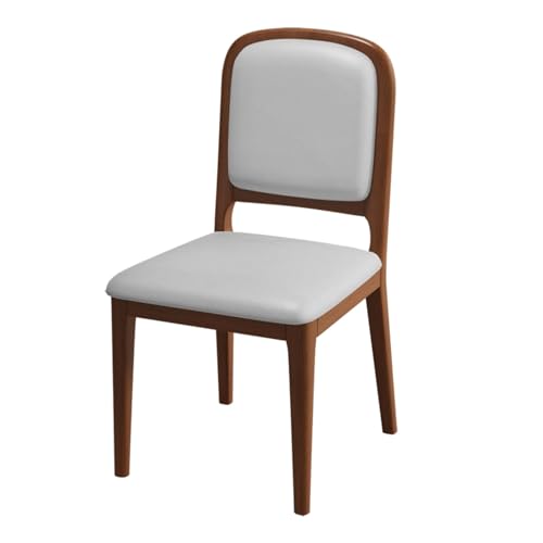 GUQASDV 無垢材ダイニングルームチェア ミニマリスト、柔らかいパッド入りの背もたれ付きキッチンチェア、オフィス読書用リビングルーム、木製フレーム、アームレス化粧台スツール(Light gray brown,Set of 1)