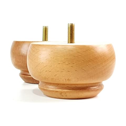 Knightsbrandnu2u Wooden Leg Sofa Feet 55mm High Oak Set of 4 Replacement Turned Bun Feet M8 PKC903 (PKC903OK) Cover