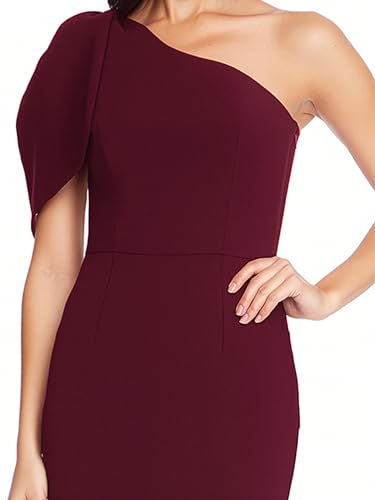 Image of Dress the Population Womens Tiffany One Shoulder Bow Detail Midi Sheath Dress