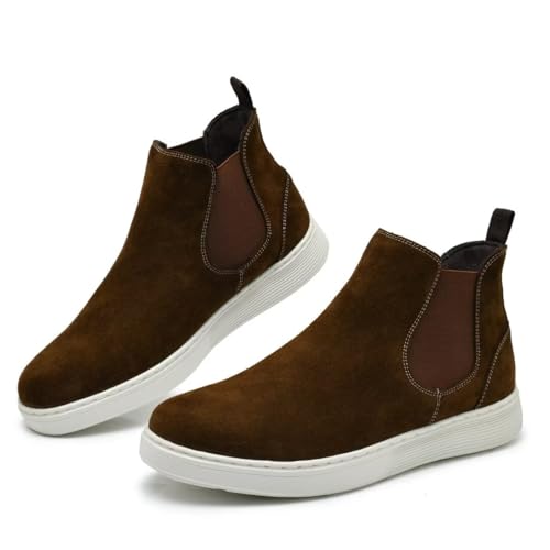 Image of Sneaker Shoes, Genuine Leather High-top Casual Chukka Dress Boots Khaki 9